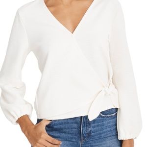 Madewell Texture & Thread Crepe Wrap Long Sleeve Top in Ivory XS